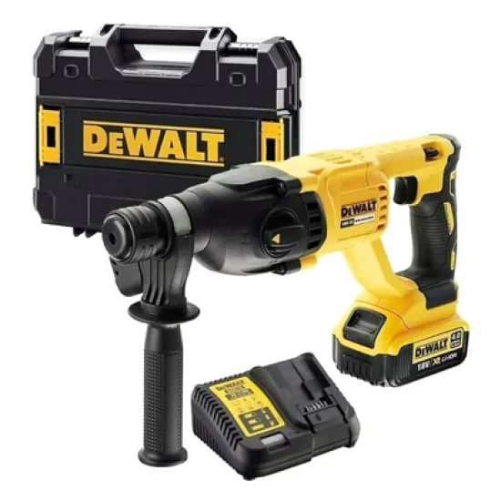 Перфоратор DeWALT акумулаторен безчетков SDS-plus, 18 V, 4 Ah, 2.6 J, DCH133M1