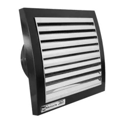 Вентилатор MMotors за стенен монтаж квадратен с клапа 17 W, 95 м3/ч, 150х149х78 мм, ф 100 мм, черен/инокс, MM 100 Вентилатор MMotors за стенен монтаж квадратен с клапа 17 W, 95 м3/ч, 150х149х78 мм, ф 100 мм, черен/инокс, MM 100