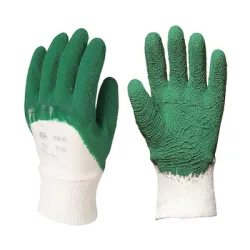 Ръкавици Eurotechnique топени в латекс памучни размер 10, 240 мм, зелени, 3810