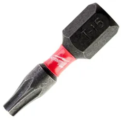 Накрайник бит Milwaukee TX Torx торсионен  TX 15, 1/4, 25 мм, Shockwave Impact Duty Накрайник бит Milwaukee TX Torx торсионен  TX 15, 1/4, 25 мм, Shockwave Impact Duty