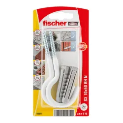 Дюбел Fischer пластмасов многоцелеви комплект с отворена кука, 2 бр./блистер ф 10x50 мм, SX RH Дюбел Fischer пластмасов многоцелеви комплект с отворена кука, 2 бр./блистер ф 10x50 мм, SX RH