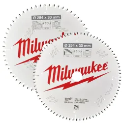 Диск циркулярен за рязане Milwaukee комплект 2 бр. с HM пластини за дърво   254 мм, 30 мм, 3 мм, 60/80 z CSB MS Диск циркулярен за рязане Milwaukee комплект 2 бр. с HM пластини за дърво   254 мм, 30 мм, 3 мм, 60/80 z CSB MS