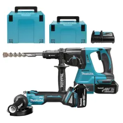 Комплект акумулаторни инструменти Makita с 2 батерии и зарядно, DGA504, DHR243, 18 V, 5 Ah DLX2125TJ1 Комплект акумулаторни инструменти Makita с 2 батерии и зарядно, DGA504, DHR243, 18 V, 5 Ah DLX2125TJ1