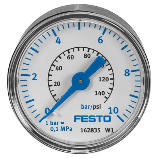 Манометър Festo за въздух аксиален сух ф 40 мм, 0-10 bar, 1/8, MA-40-10-1/8-EN