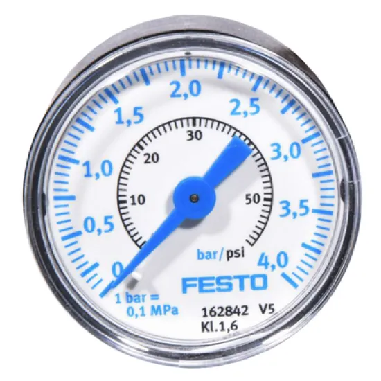 Манометър Festo за въздух аксиален сух ф 40 мм, 0-4 bar, MAP-40-4-1/8-EN