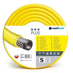 Маркуч Cellfast градински за поливане двуслоен, с PES армировка 19 мм, нагнетателен, 25 bar, PVC, жълт, Plus Маркуч Cellfast градински за поливане двуслоен, с PES армировка 19 мм, нагнетателен, 25 bar, PVC, жълт, Plus