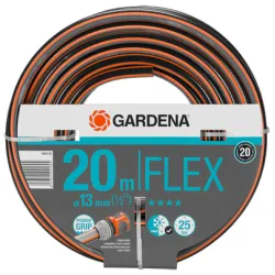 Маркуч Gardena градински за поливане двуслоен, с PES армировка 13 мм, нагнетателен, 25 bar, PVC, 20 м, черно/оранжево, Comfort FLEX Маркуч Gardena градински за поливане двуслоен, с PES армировка 13 мм, нагнетателен, 25 bar, PVC, 20 м, черно/оранжево, Comfort FLEX