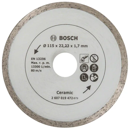 Диск Bosch диамантен за сухо рязане на керамични плочки 115x22.23x1.6 мм, 7.5 мм, Ceramic