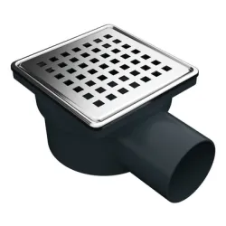 Сифон Akvo подов със странично оттичане пластмасов, с клапа 100х100 мм, ф 50 мм, квадратна решетка Сифон Akvo подов със странично оттичане пластмасов, с клапа 100х100 мм, ф 50 мм, квадратна решетка