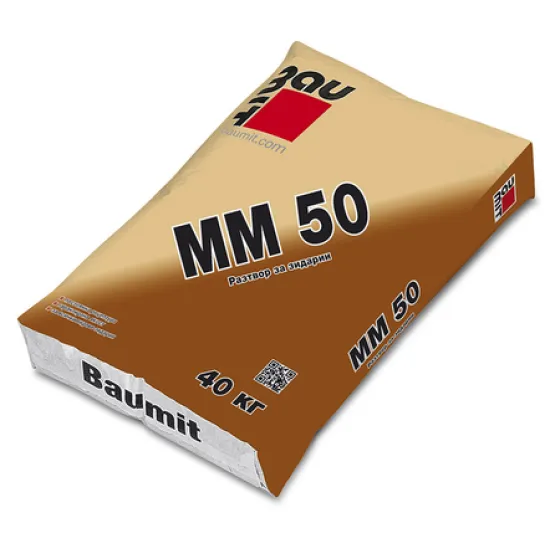 Разтвор Baumit за зидария 40 кг, сив, MM 50 Разтвор Baumit за зидария 40 кг, сив, MM 50