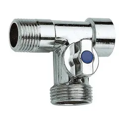 Кран APM сферичен метален ъглов 1/2 x 1/2 х 3/4, резба М <> резба М
