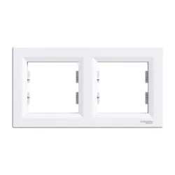 Рамка Schneider Electric декоративна за ключове и контакти 2 модула, бяла, Asfora