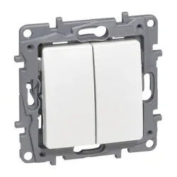 Ключ Legrand електрически интериорен сериен девиаторен скрит монтаж, сх. 8, 10 A, бял, Niloe