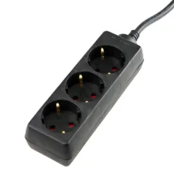 Разклонител as - Schwabe електрически с кабел 3 гнезда, 3 м, 3x1.5 мм2, ШВПС-В / H05VV-F, черен
