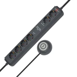 Разклонител Hugo Brennenstuhl електрически с ключ и детска защита 6 гнезда, 1.5 м, 3x1.5 мм2, ШВПС-В / H05VV-F, черен, Eco-Line