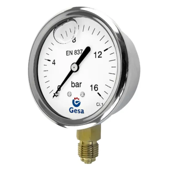 Манометър Gesa за въздух радиален глицеринов ф 100 мм, 0-16 bar, 1/2, M0301