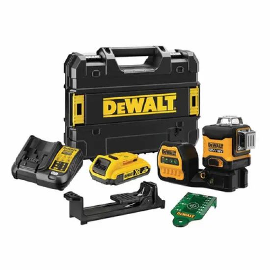 Нивелир DeWALT лазерен линеен с 3 лъча 35 м, 0.3 мм/м, DCE089D1G18