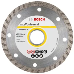Диск Bosch диамантен за сухо рязане универсален 115x22.23 мм, 7 мм, Eco for Universal Диск Bosch диамантен за сухо рязане универсален 115x22.23 мм, 7 мм, Eco for Universal