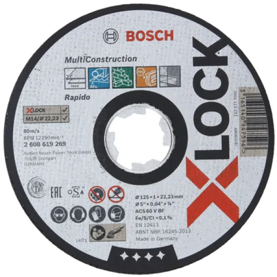 Диск Bosch карбофлексен за рязане универсален 125х22.23х1 мм, X-lock, ACS 60 V BF, Multi Material