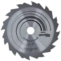 Диск Bosch метален HM за рязане на дърво напречно и надлъжно подаване 160x20x2.4 мм, 12 z, Speedline Wood Диск Bosch метален HM за рязане на дърво напречно и надлъжно подаване 160x20x2.4 мм, 12 z, Speedline Wood