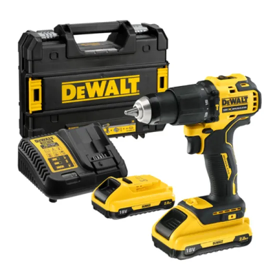 Бормашина винтоверт DeWALT акумулаторна ударна 18 V, 2 Ah, 65 Nm, 1.5-13 мм, DCD709D2T