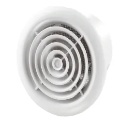 Вентилатор Vents за стенен монтаж кръгъл 14 W, 98 м3/ч, ф 141х104 мм, ф 100 мм, бял, PF 100