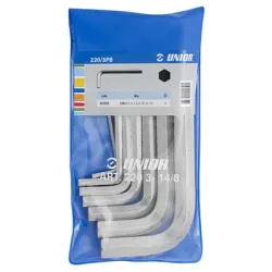 Ключ Unior Г-образен шестостен комплект милиметрови 3-10 мм, 6 бр., 220/3PB Ключ Unior Г-образен шестостен комплект милиметрови 3-10 мм, 6 бр., 220/3PB