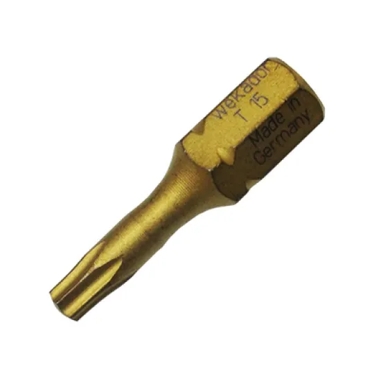 Накрайник бит Wekador TX Torx торсионен, с покритие TX 15, 1/4, 25 мм