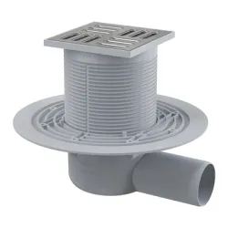 Сифон Alca Plast подов със странично оттичане пластмасов, с воден затвор и клапа 105х105 мм, ф 50 мм, квадратна решетка, APV1321 Сифон Alca Plast подов със странично оттичане пластмасов, с воден затвор и клапа 105х105 мм, ф 50 мм, квадратна решетка, APV1321