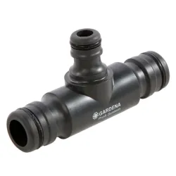 Съединител Gardena за маркуч бърза връзка М-М редуциращ трипътен Т-образен пластмасов 2 бр. 1/2 - 5/8 - 3/4, Profi Съединител Gardena за маркуч бърза връзка М-М редуциращ трипътен Т-образен пластмасов 2 бр. 1/2 - 5/8 - 3/4, Profi