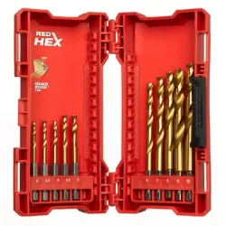 Свредло Milwaukee за метал  3-10 мм, HSS-G TiN, 10 бр., Shockwave Red Hex Свредло Milwaukee за метал  3-10 мм, HSS-G TiN, 10 бр., Shockwave Red Hex