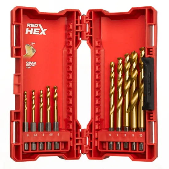 Свредло Milwaukee за метал  3-10 мм, HSS-G TiN, 10 бр., Shockwave Red Hex