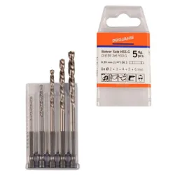 Свредло Projahn за метал с 6-стенна опашка 1/4 с полирани спирали 2-6 мм, HSS-G, 5 бр. Свредло Projahn за метал с 6-стенна опашка 1/4 с полирани спирали 2-6 мм, HSS-G, 5 бр.