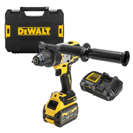 Акумулаторна бормашина DeWALT ударна   с 1 батерия и зарядно, 18 V, 6 Ah, 112 Nm, 0-500/1500/2250 об./мин, 1.5-13 мм DCD999T1