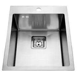 Мивка Inter Ceramic иноксова за вграждане с 1 корито и отвор за смесител 115x115, 420x500x200 мм, Ick 4250H