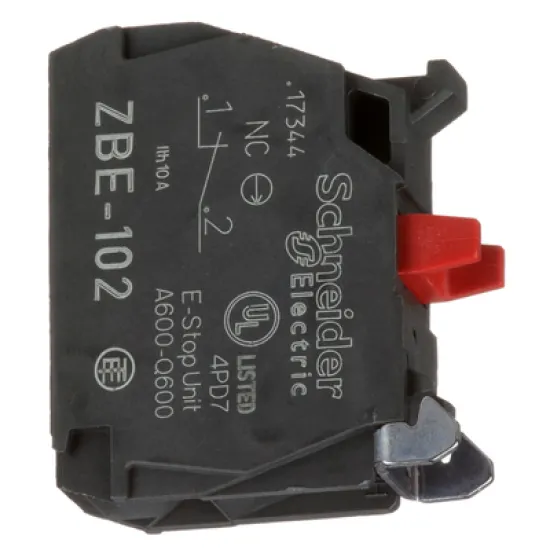 Елемент Schneider Electric контактен за команден бутон 3 A, 240 V, 1 NC, червен, ZBE