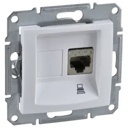 Розетка Schneider Electric за компютърна мрежа единичен с механизъм и монтажна рамка скрит монтаж, 20 IP, бял, Sedna Розетка Schneider Electric за компютърна мрежа единичен с механизъм и монтажна рамка скрит монтаж, 20 IP, бял, Sedna