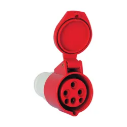 Контакт Elmark промишлен трифазен, противовлажен 16 A, 250-400V, 3P+E, 44 IP, червен, HT Контакт Elmark промишлен трифазен, противовлажен 16 A, 250-400V, 3P+E, 44 IP, червен, HT