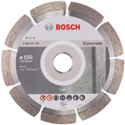 Диск Bosch диамантен за сухо рязане на тухли, бетон и керемиди 150x22.23x2 мм, 7 мм, Standard for Concrete Диск Bosch диамантен за сухо рязане на тухли, бетон и керемиди 150x22.23x2 мм, 7 мм, Standard for Concrete