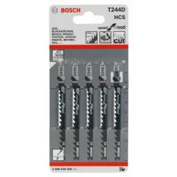 Нож Bosch за прободен трион - зеге за дърво, шперплат, талашит, фазер 74/100 мм, 5 бр., T-захват, криволинейно, 6.4-5 TPI, T 244 D Нож Bosch за прободен трион - зеге за дърво, шперплат, талашит, фазер 74/100 мм, 5 бр., T-захват, криволинейно, 6.4-5 TPI, T 244 D