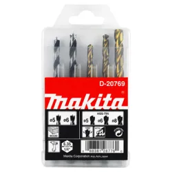 Свредло Makita универсално с шестостенна опашка 1/4 с центриращ връх 5-8 мм, HSS, 5 бр. Свредло Makita универсално с шестостенна опашка 1/4 с центриращ връх 5-8 мм, HSS, 5 бр.
