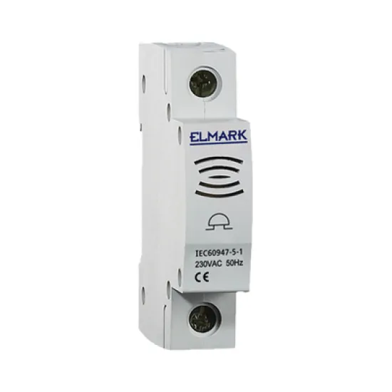 Звънец Elmark електронен за DIN шина с 1 мелодия 230 V, 70 dB(A), бял, 220 V