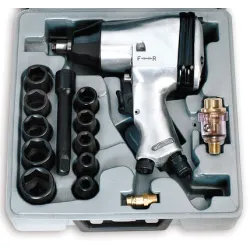 Гайковерт Fervi пневматичен комплект 6 bar, 320 Nm, 150 л/мин, 1/2, 0044