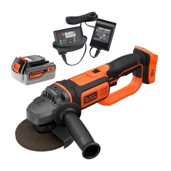 Ъглошлайф Black & Decker акумулаторен  18 V, 4 Ah, 125 мм, 8600 об./мин, BCG720M1