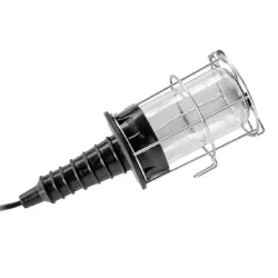 Лампа Commel подвижна с предпазна решетка с кабел 60 W, 220 V, E27, 115 мм, черен