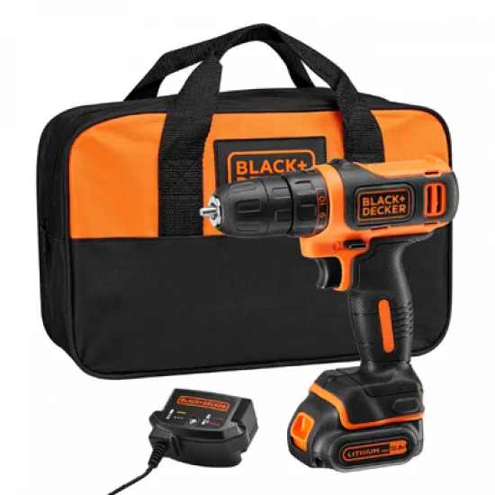 Винтоверт Black & Decker акумулаторен  10.8 V, 1.5 Ah, 26 Nm, 1-10 мм, KFBCD600C1S