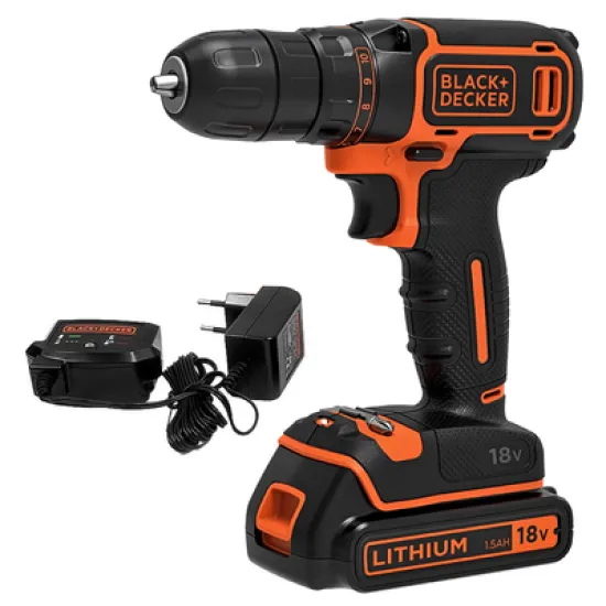 Винтоверт Black & Decker акумулаторен  18 V, 1.5 Ah, 30 Nm, 1-10 мм, BDCDC18