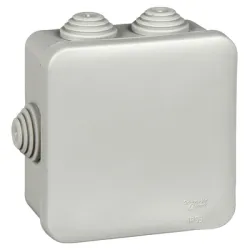 Кутия Schneider Electric разклонителна PVC за открит монтаж, противовлажна 85x85x40 мм, открит монтаж, сива, 55 IP, Mureva Кутия Schneider Electric разклонителна PVC за открит монтаж, противовлажна 85x85x40 мм, открит монтаж, сива, 55 IP, Mureva