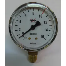 Манометър GCE за кислород радиален изходящ ф 63 мм, 0-10 bar, M12x1.5 Манометър GCE за кислород радиален изходящ ф 63 мм, 0-10 bar, M12x1.5