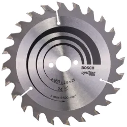 Диск Bosch метален HM за рязане на дърво напречно и надлъжно подаване 160x20x2.6 мм, 24 z, Optiline Wood Диск Bosch метален HM за рязане на дърво напречно и надлъжно подаване 160x20x2.6 мм, 24 z, Optiline Wood